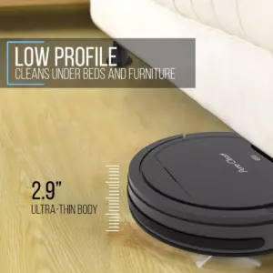 Pyle PUCRC26B PureClean Smart Automatic Robot Vacuum Compact Powerful Home Cleaning System for All Indoor Floor Surfaces, Black