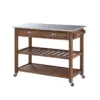 Sonoma Kitchen Cart with Stainless Steel Top Wire Brush Barnwood Brown - Boraam