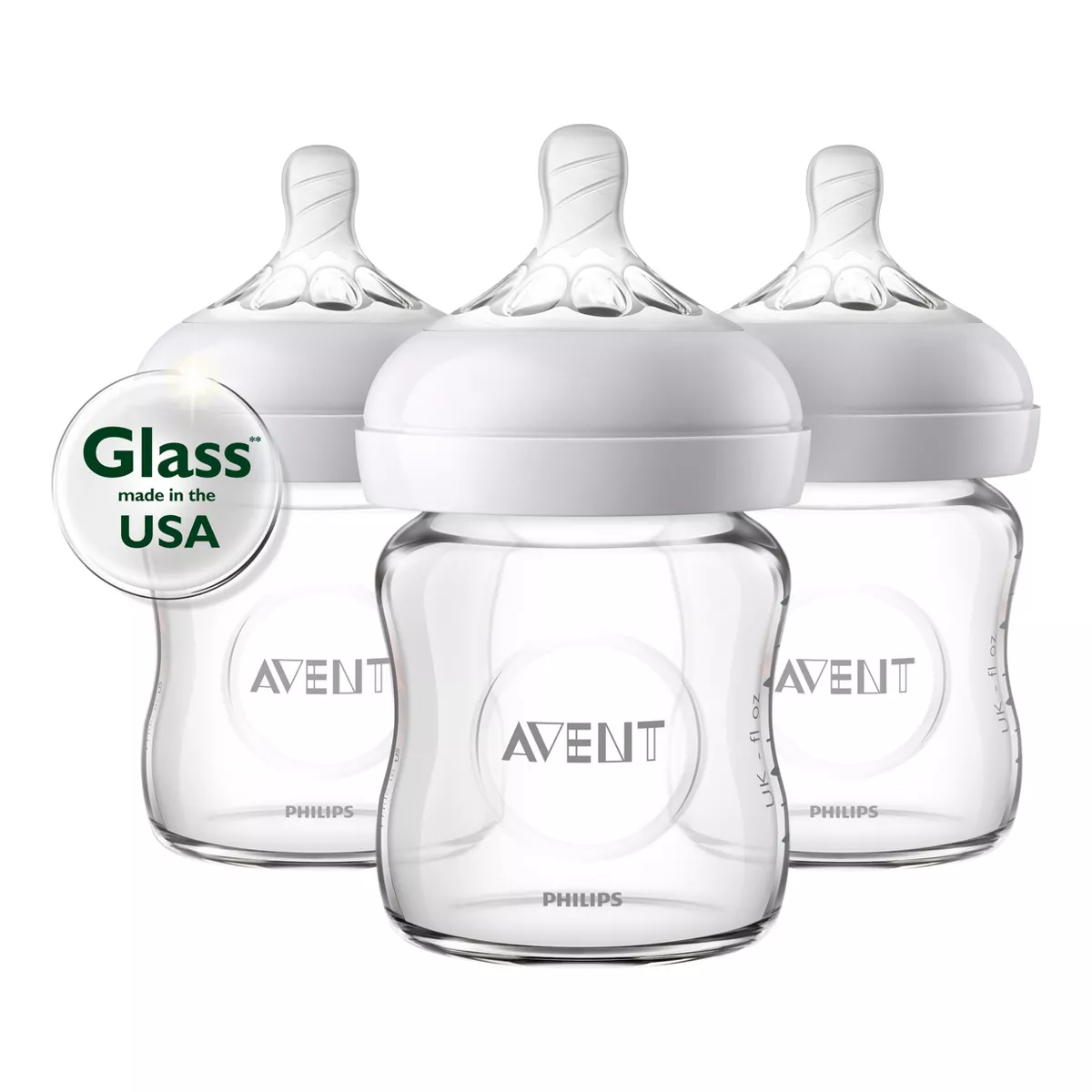 Philips Avent Natural Glass Baby Bottle - 4oz - 3pk
