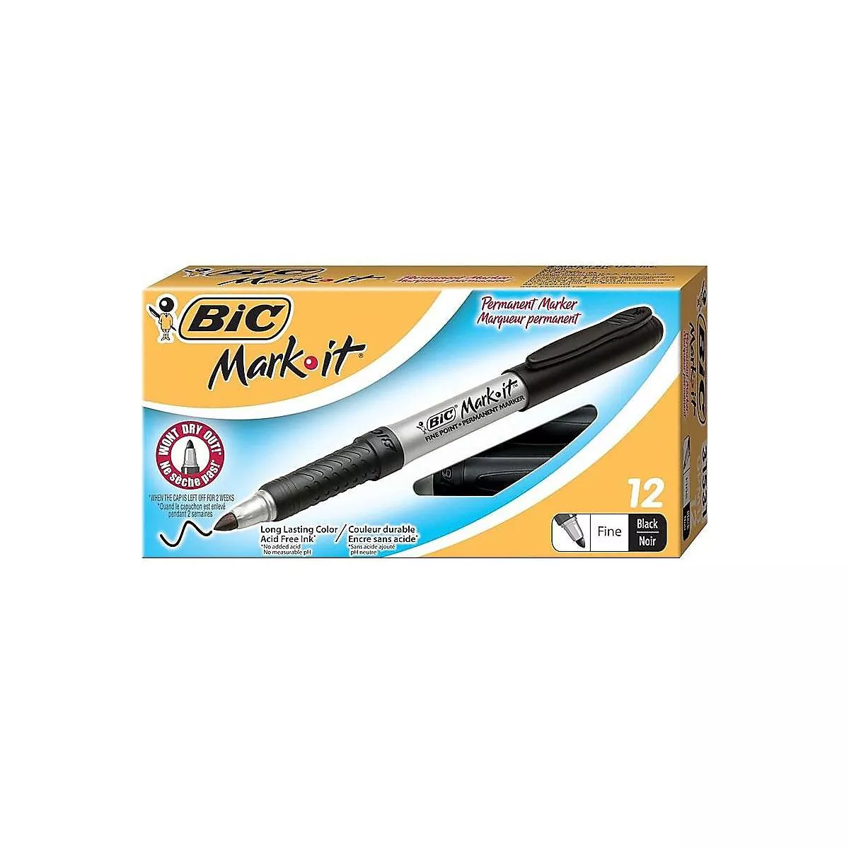 BIC Marking Permanent Marker, Fine Point, Black GPM11BLK