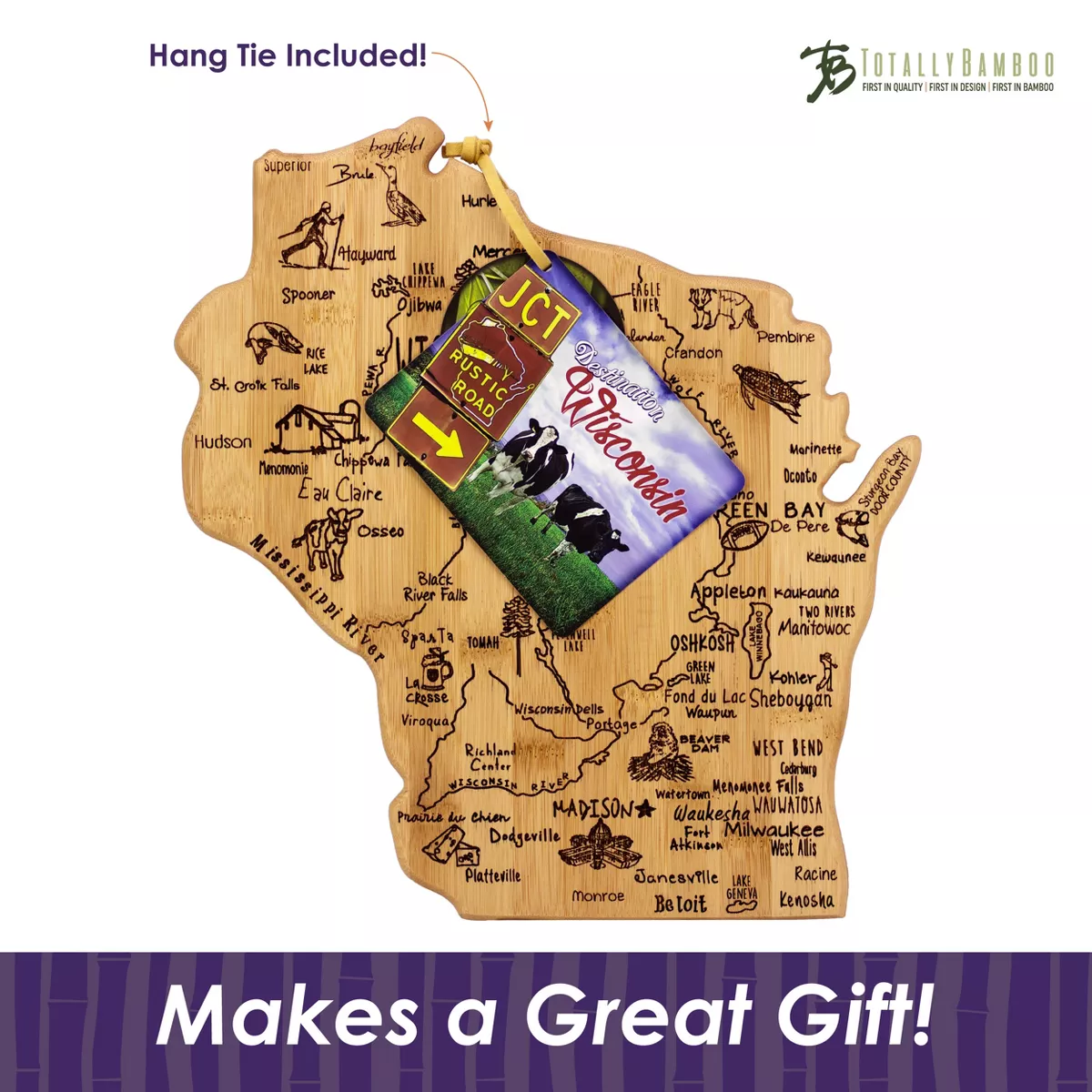 Totally Bamboo Destination Wisconsin Cutting Board 13