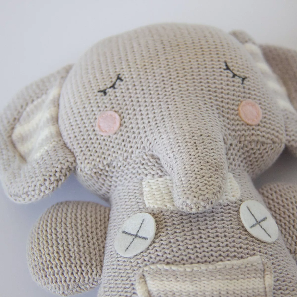 Living Textiles Baby Gray Theodore Elephant Plush Rattles And Teethers
