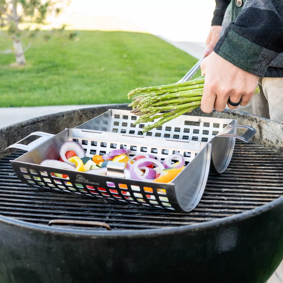 Rolling Grill Basket Silver - BBQ Dragon