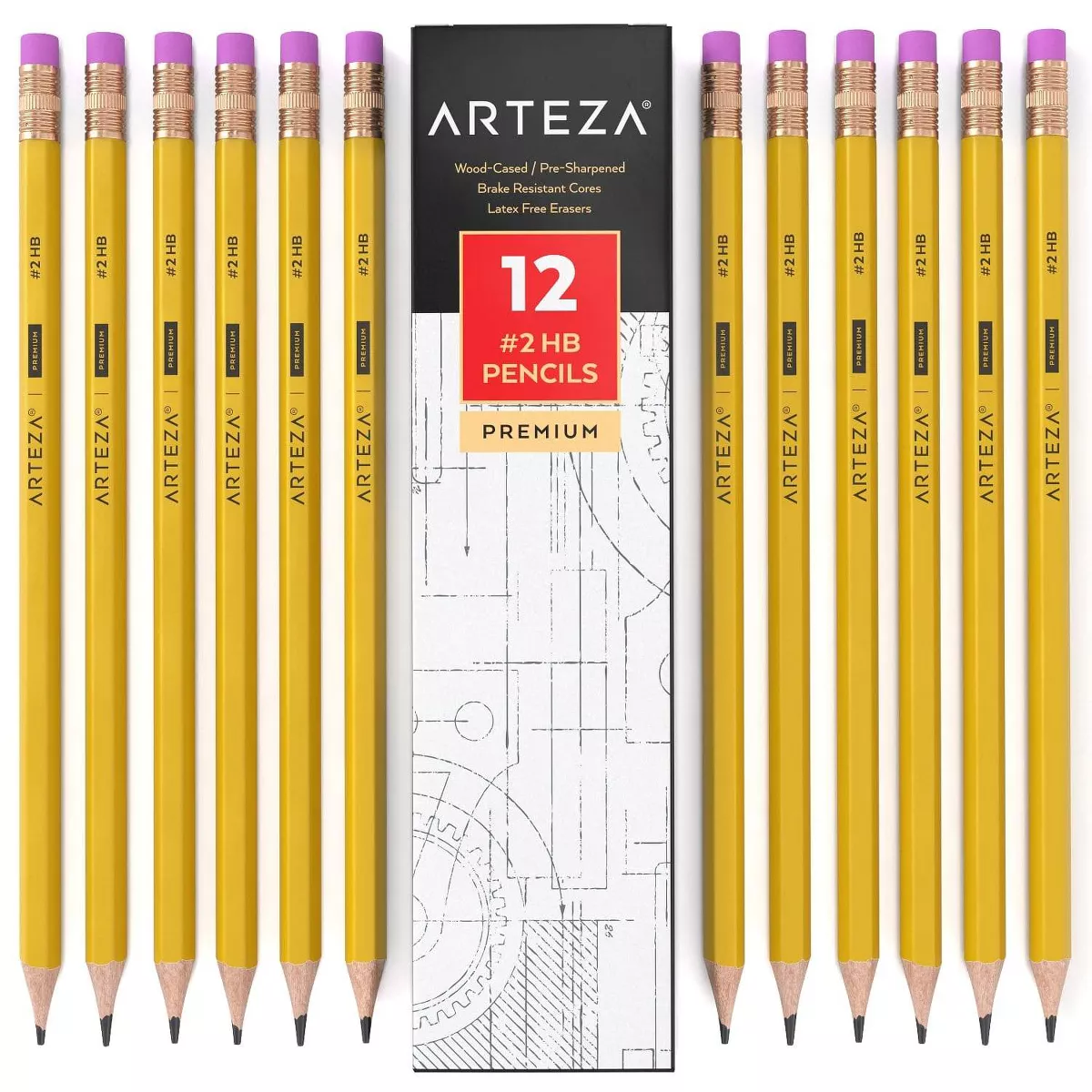 Arteza Box of #2 HB Pre-Sharpened Pencils, Number 2 Bulk Pencil School Supply - 12 pack (ARTZ-8117-1)