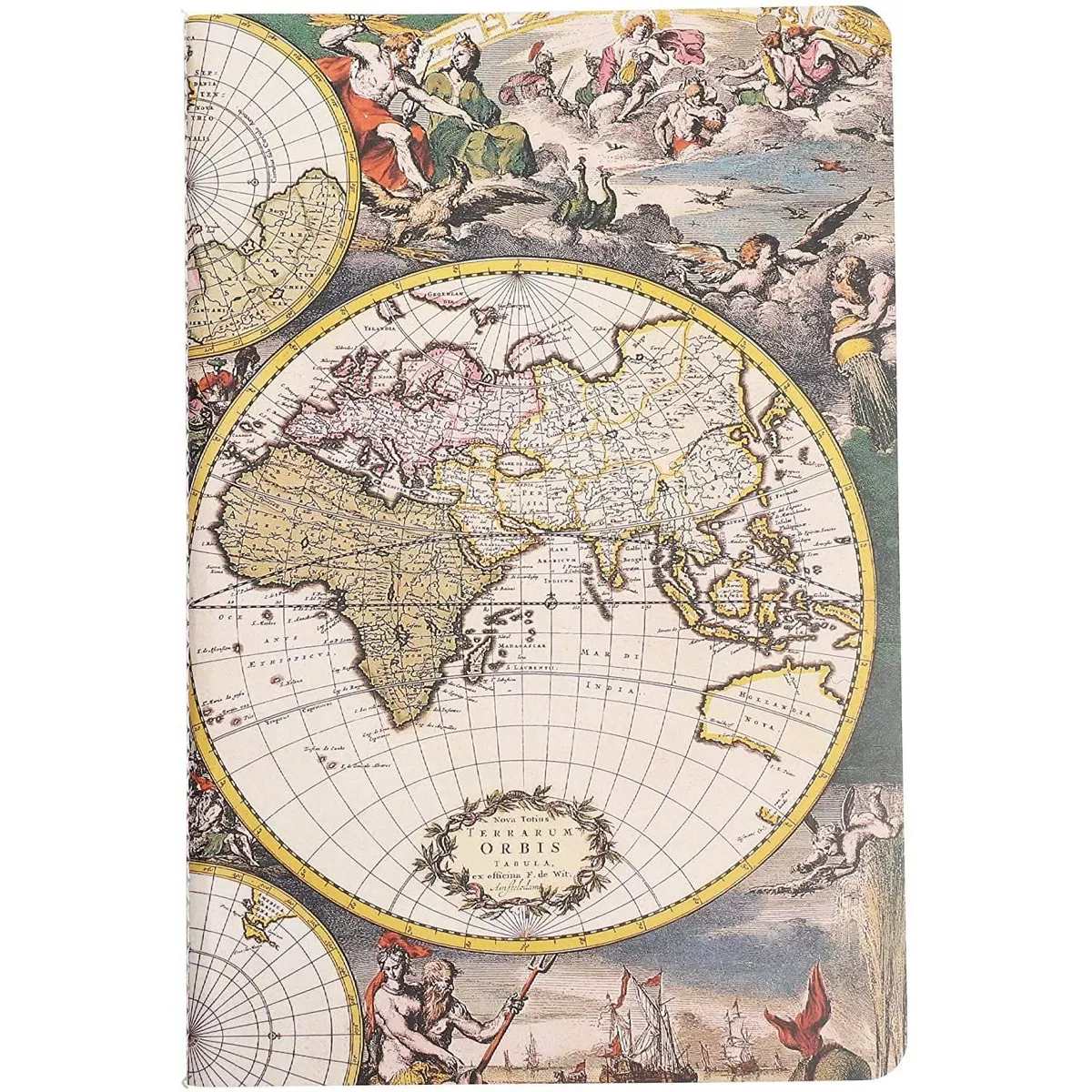 The Gifted Stationary 6-Pack A5 Antique Map Travel Pocket Softcover Journal Lined Notebook, 8.25
