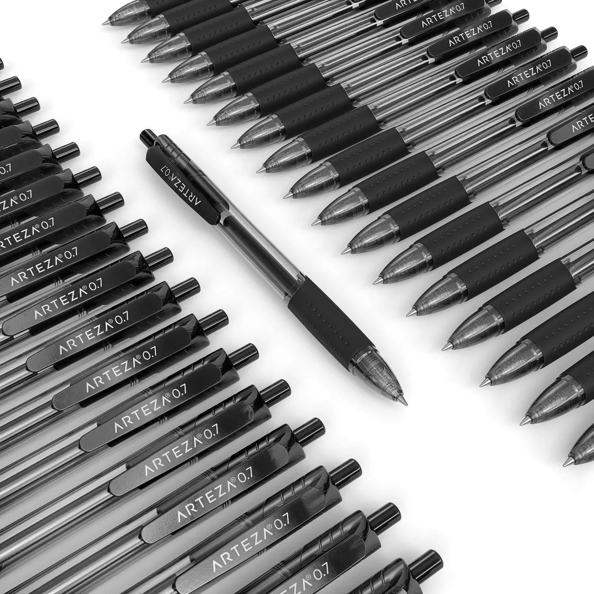Arteza Retractable Gel Ink Pens Set, Black - Doodle, Draw, Journal - 50 Pack (ARTZ-9220)