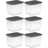 Sterilite 19373V06 50 Quart Clear Latched Plastic Storage Container (6 Pack)