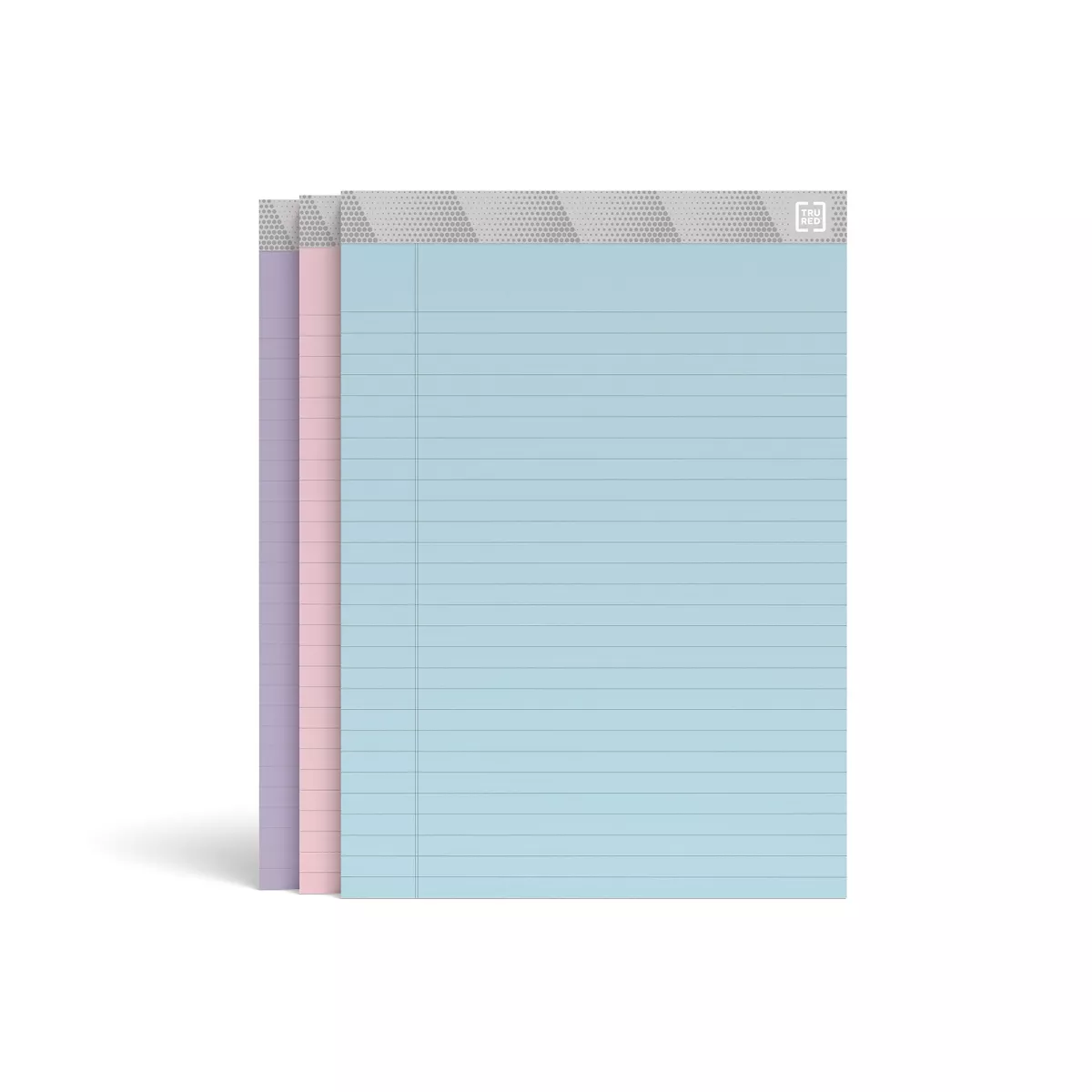 TRU RED Notepads, 8.5" x 11.75", Wide Ruled, Pastels, 50 Sheets/Pad TR57363