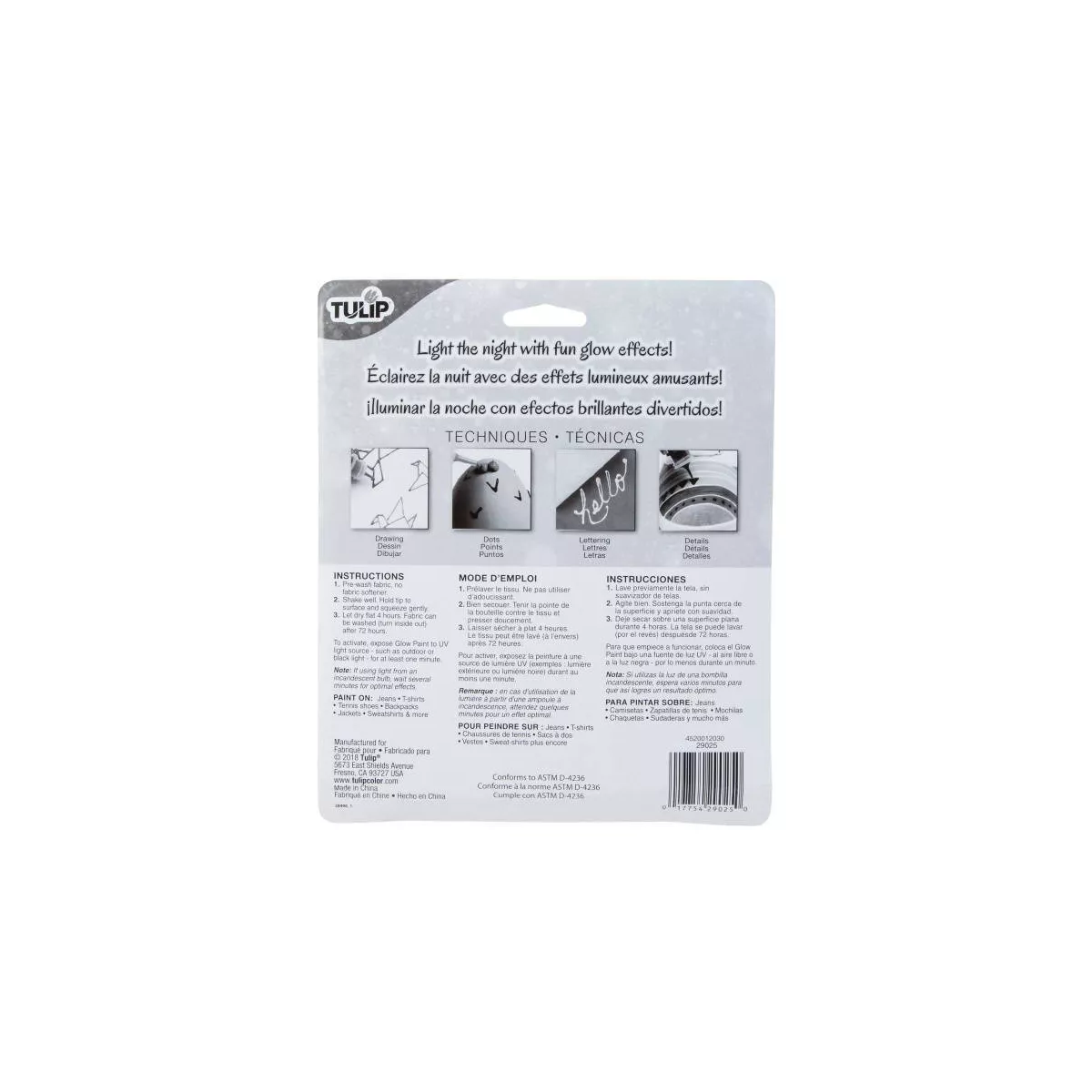 Tulip 6ct 1.25 fl oz Dimensional Fabric Paint - Glow in the Dark