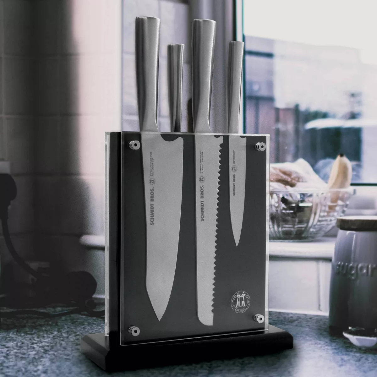 Schmidt Brothers Cutlery 6pc Stainless Steel Knife Block Set