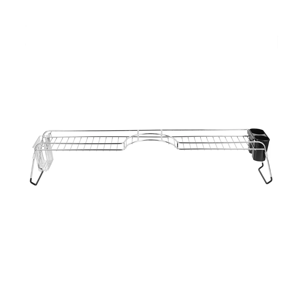 Home Basics Chrome Plated Steel Faucet Spacer Over the Sink Shelf with Cutlery Holder