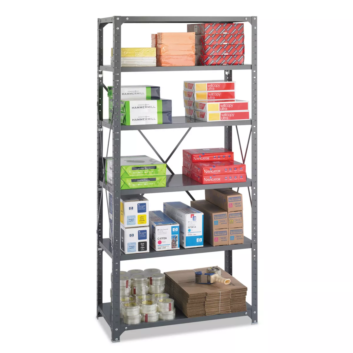 Safco Commercial Steel Shelving Unit Six-Shelf 36w x 18d x 75h Dark Gray 6269
