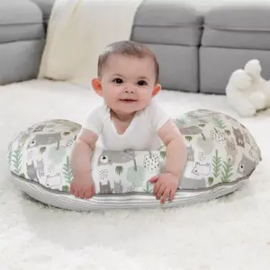 Boppy Organic Fabric Nursing Pillow Cover - Taupe Bear Family