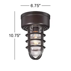 John Timberland Nautical Outdoor Ceiling Light Fixture Bronze Cage 10 3/4