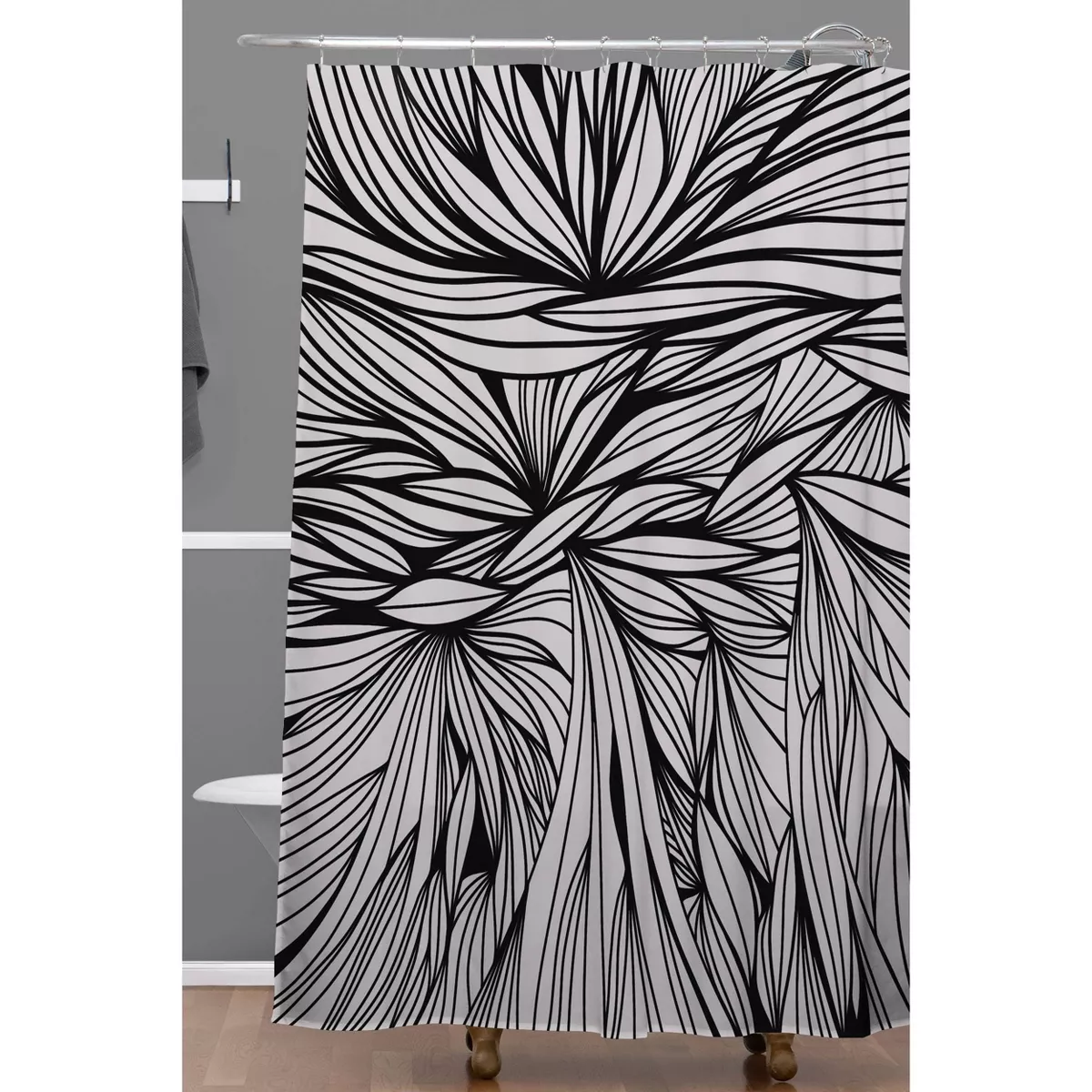 Gabi Neverland Shower Curtain Black - Deny Designs