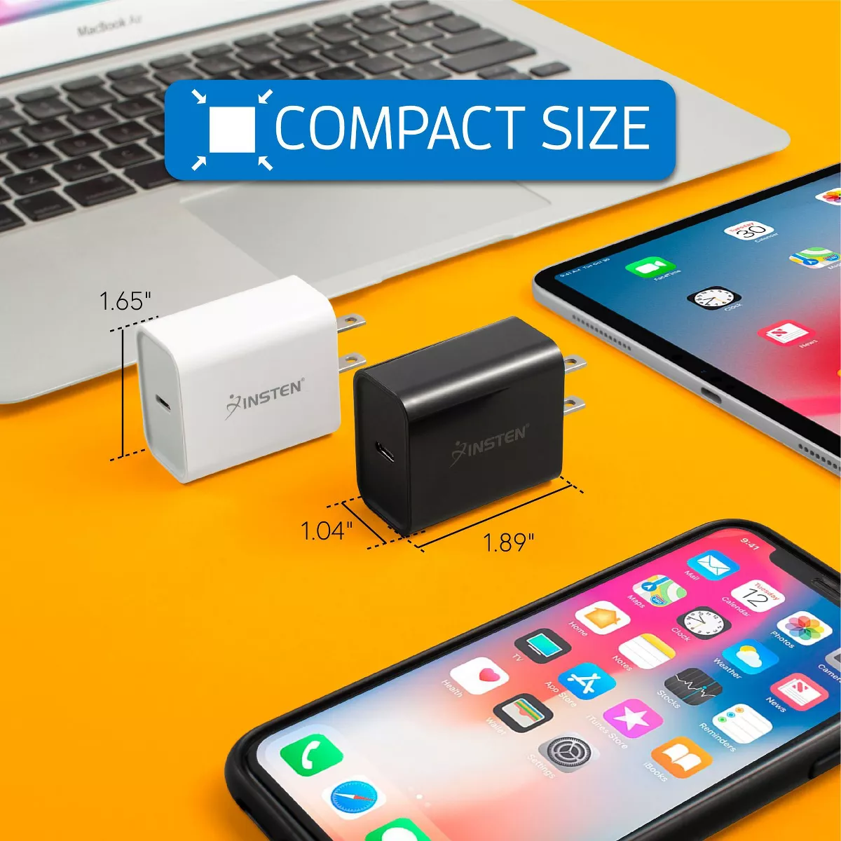 Insten 18W USB-C PD Power Delivery Fast Charger Wall AC Adapter for iPhone 12 Pro 12 Pro Max 12 11 XS SE 2020, iPad, Cell phones, Tablets, White