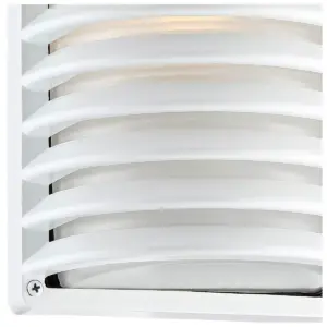John Timberland Modern Outdoor Wall Light Fixture Sleek White Banded Grid 10