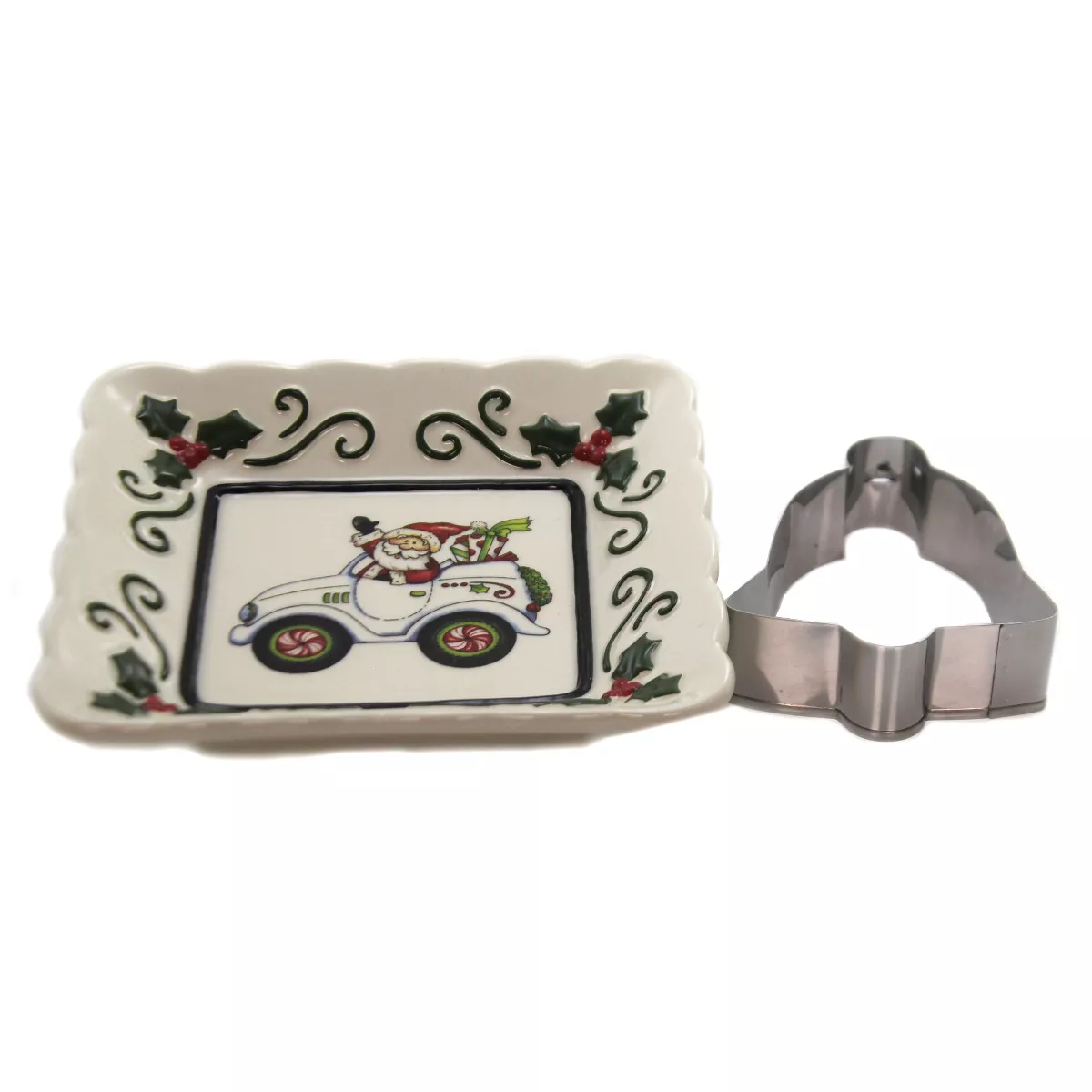 Tabletop 5.5" Santa In Auto Square Dish Ivy Candy Nut Cookie Cutter Cosmos Gifts Corp. - Serving Platters