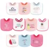 Hudson Baby Infant Girl Cotton Terry Drooler Bibs with Fiber Filling 10pk, Food Girl, One Size