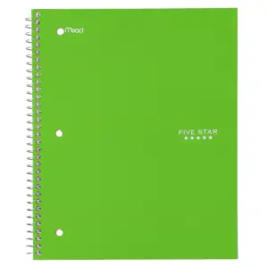 Five Star 1 Subject Wide Ruled Solid Spiral Notebook (Color Will Vary)