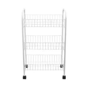 Home Basics Multi-Purpose Rolling Metal Kitchen Trolley, White