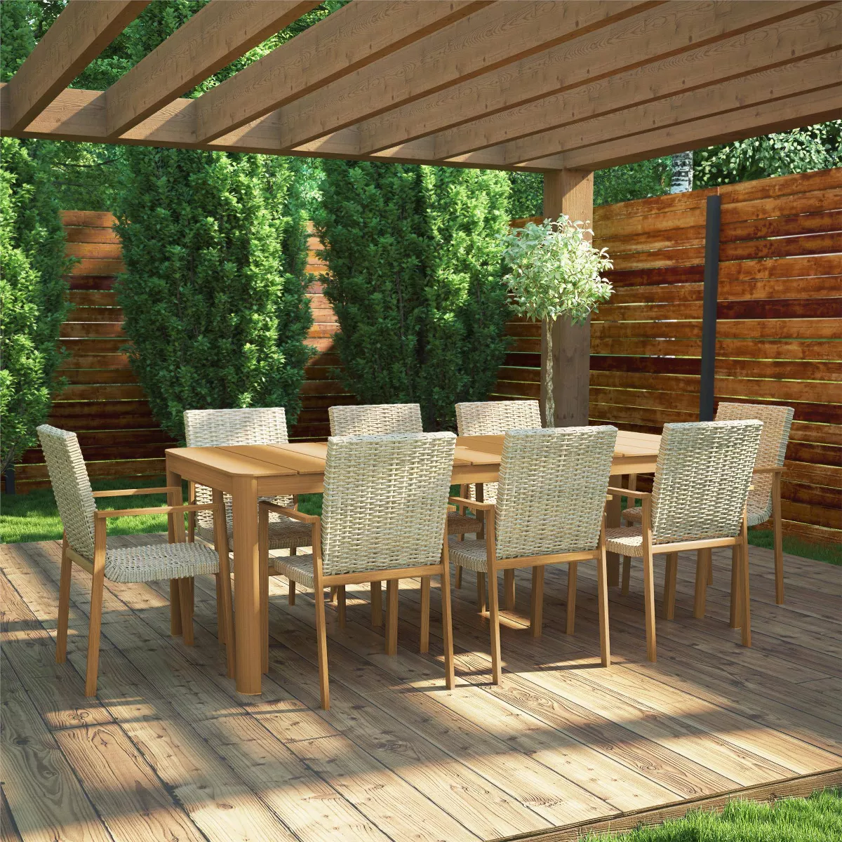 4pk Aluminum Stacking Dining Patio Chairs Tan - Room & Joy