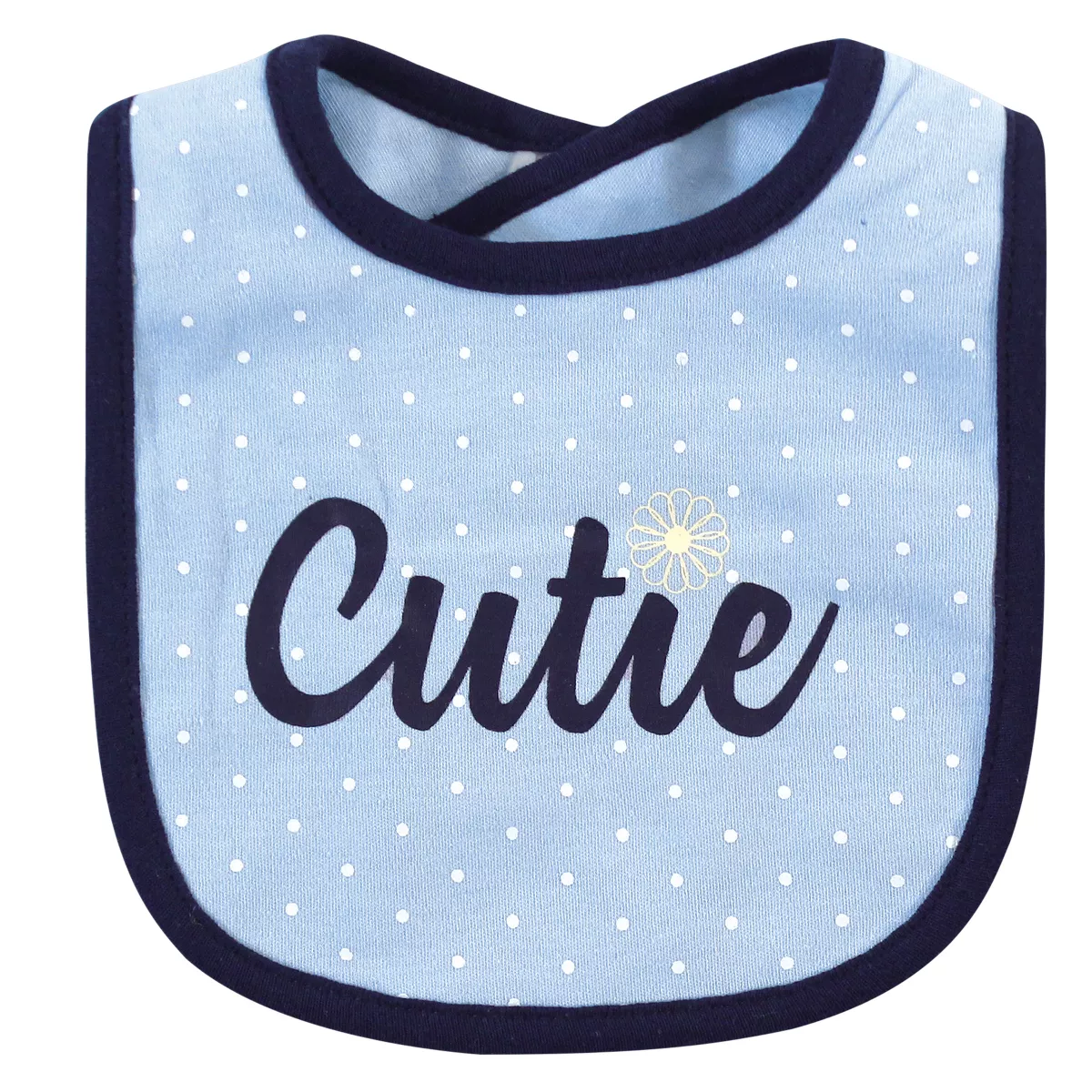 Hudson Baby Infant Girl Cotton Bib and Headband Set 5pk, Blue Daisy, One Size