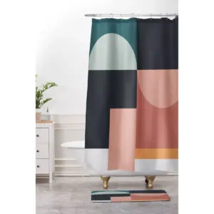 The Old Art Studio Abstract Geometric Shower Curtain Green - Deny Designs