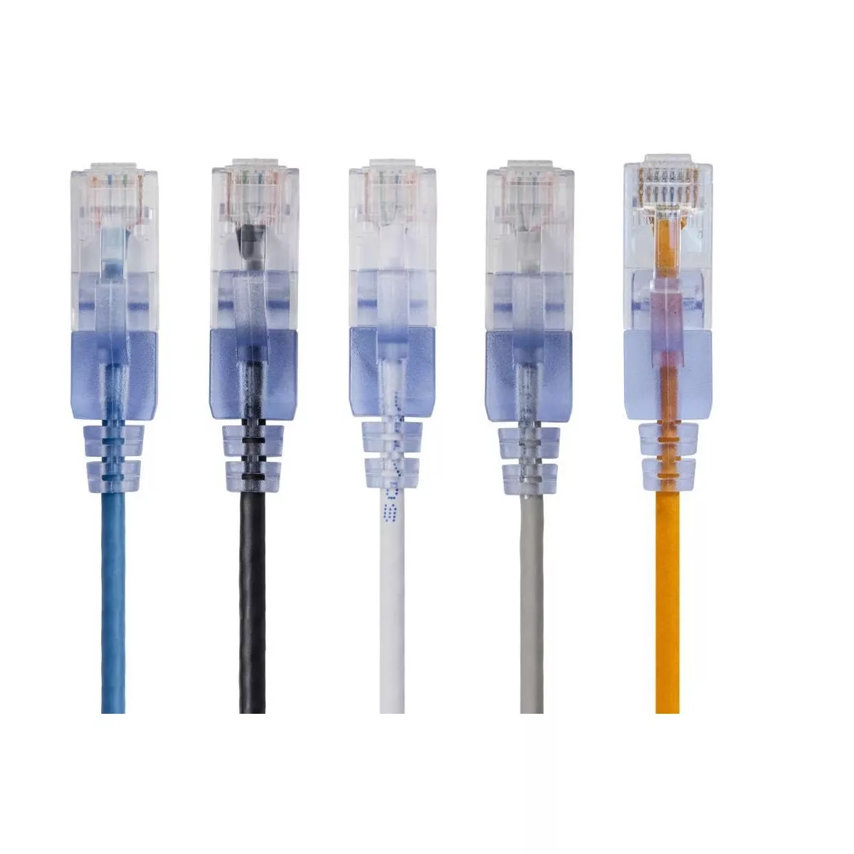 Monoprice SlimRun Cat6A Ethernet Patch Cable - Network Internet Cord - RJ45, Stranded, UTP, Pure Bare Copper Wire, 30AWG, 1ft, 5-Color, 5-Pack