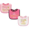 Luvable Friends Baby Girl Cotton Drooler Bibs with Fiber Filling 3pk, Sparkle, One Size