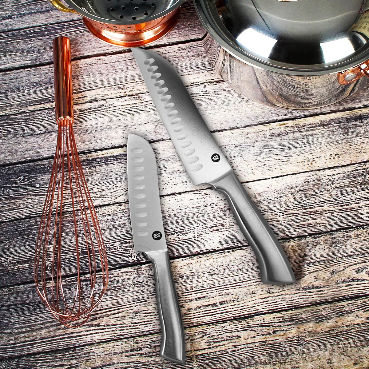 Weight Watchers Healthy Kitchen 2 Piece Stainless Steel Santoku Knife Set