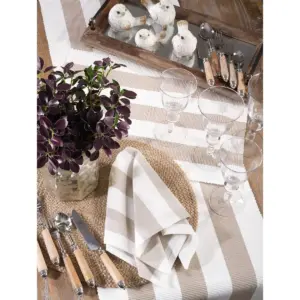 Taupe Classic Stripe Design Table Runner (16