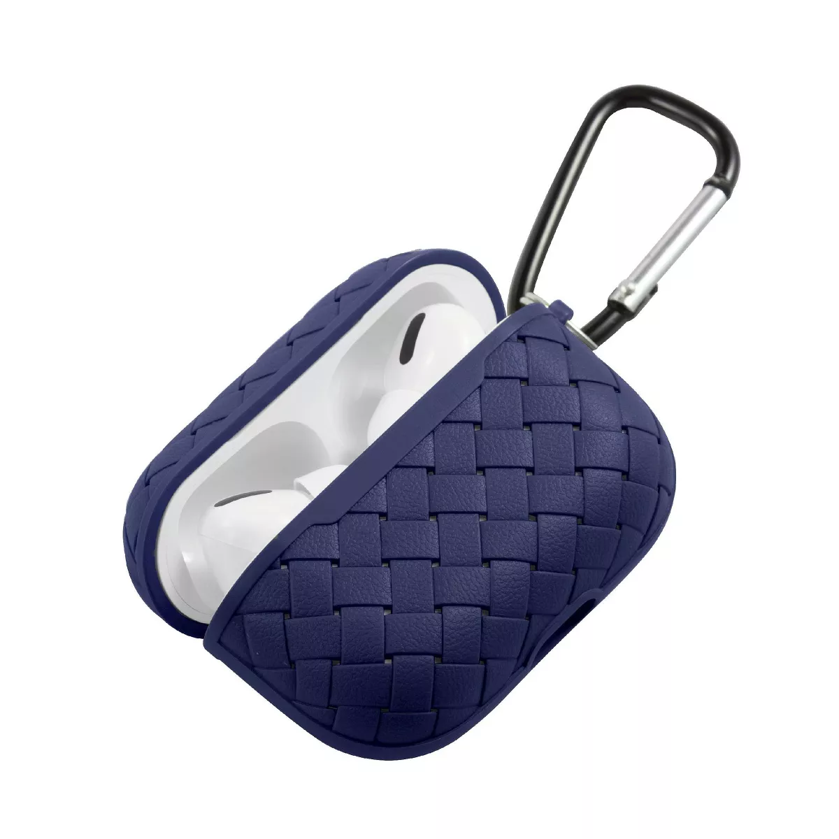 Insten Weave Shape Case For AirPods Pro, Soft TPU Skin Cover with Carabiner, Blue