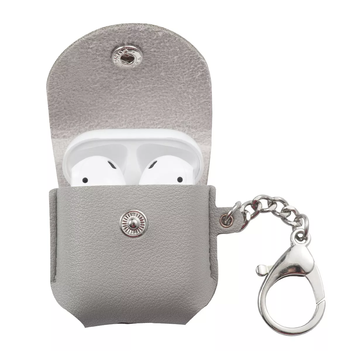 Insten PU Leather Case For AirPods 1 & 2, Carrying Pouch Pocket PU Leather Cover with Keychain, Gray