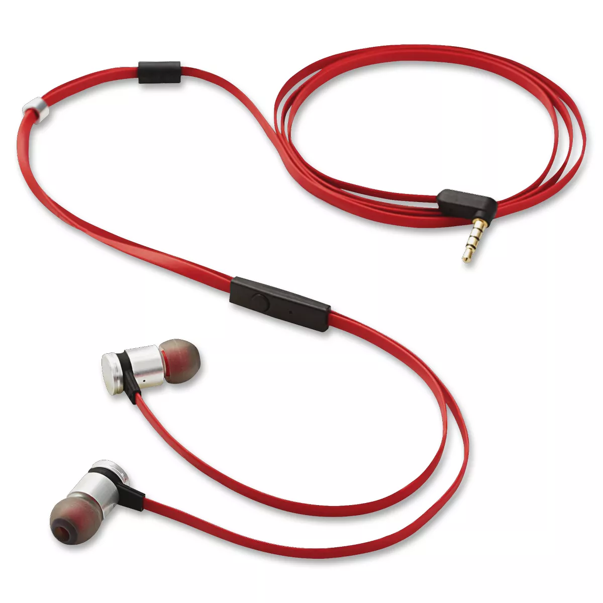 Verbatim Listen / Talk Earphones - Stereo - Mini-phone - Wired - Earbud - Binaural - In-ear - Red, Silver