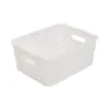 Simplify Small Resin Wicker Storage Bin White