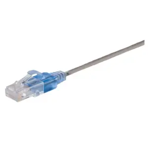 Monoprice SlimRun Cat6A Ethernet Patch Cable - Network Internet Cord - RJ45, Stranded, UTP, Pure Bare Copper Wire, 30AWG, 6in, Gray, 10-Pack