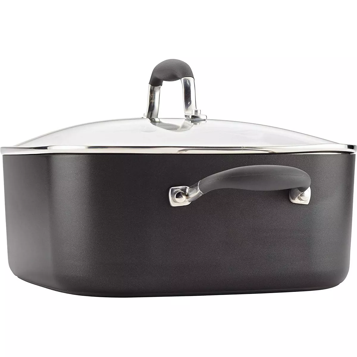 Anolon Advanced Hard Anodized Nonstick Casserole Dish/Casserole Pan with Lid - 7 Quart, Graphite Gray