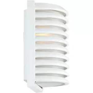 John Timberland Modern Outdoor Wall Light Fixture Sleek White Banded Grid 10