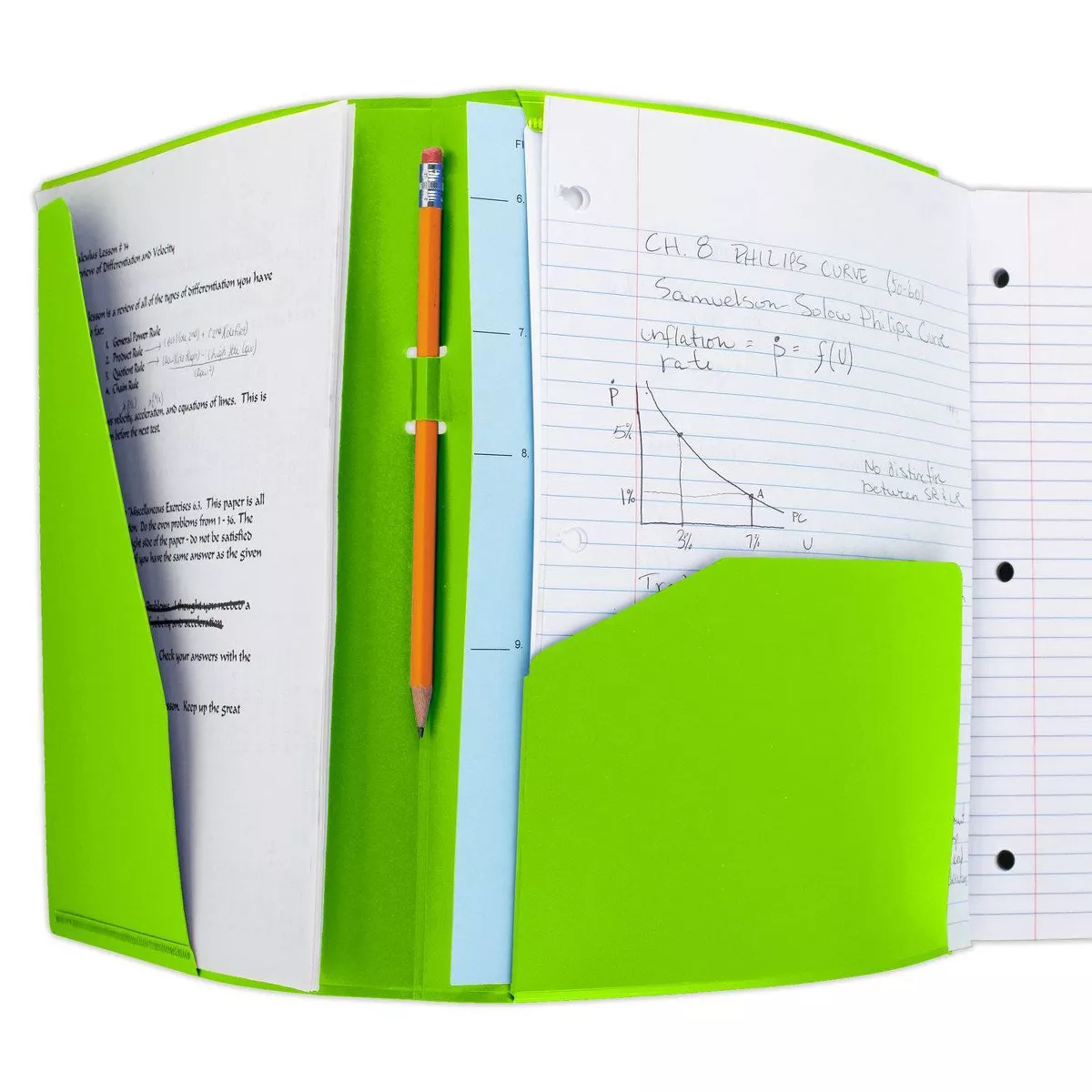 Composition Notebook College Ruled Trifold 2-Pocket Folder Lime - Five Star