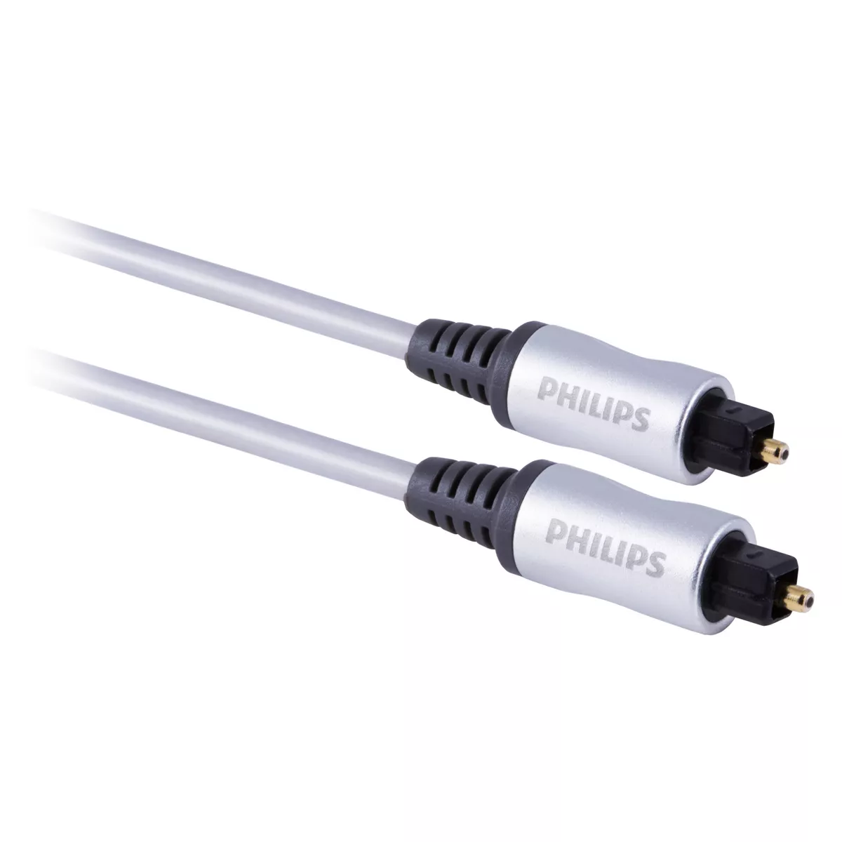 Philips 6' Elite Toslink Digital Fiber Optic Cable with 2 Mini Adapters - Gray