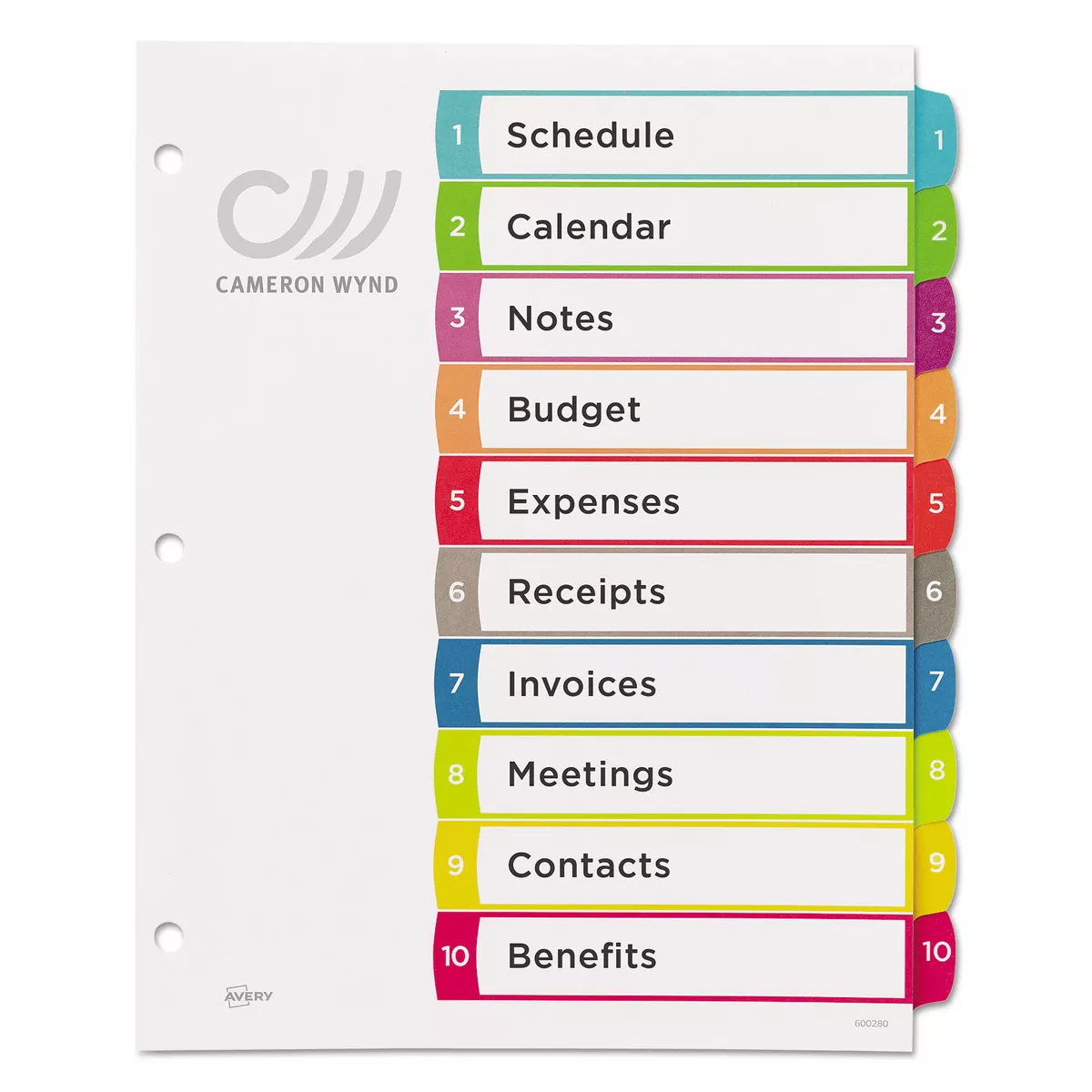 Avery Ready Index Table of Contents Dividers Multicolor Tabs 1-10 Letter 11842