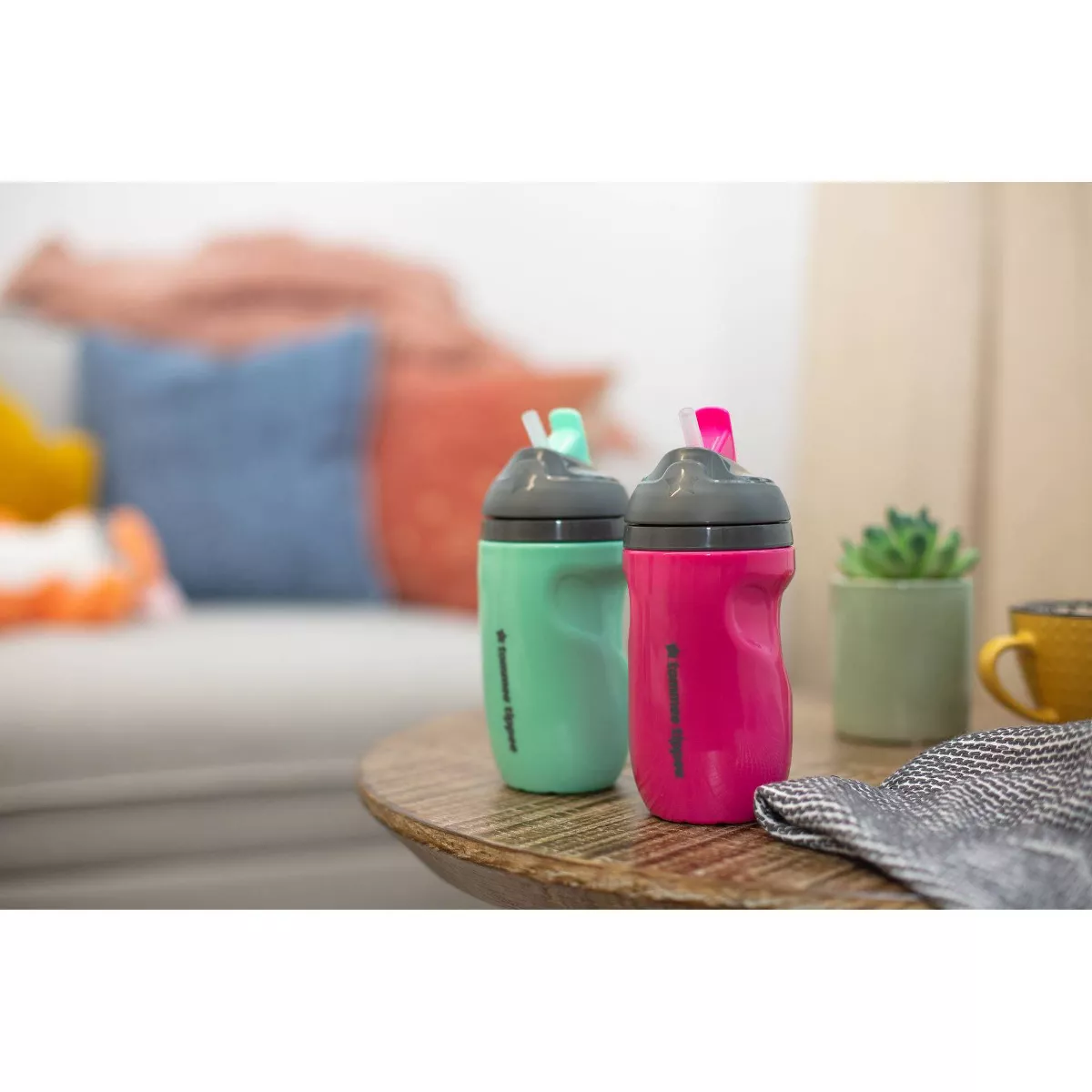 Tommee Tippee 2pk Insulated Straw Toddler Cup - Pink/Mint - 9oz