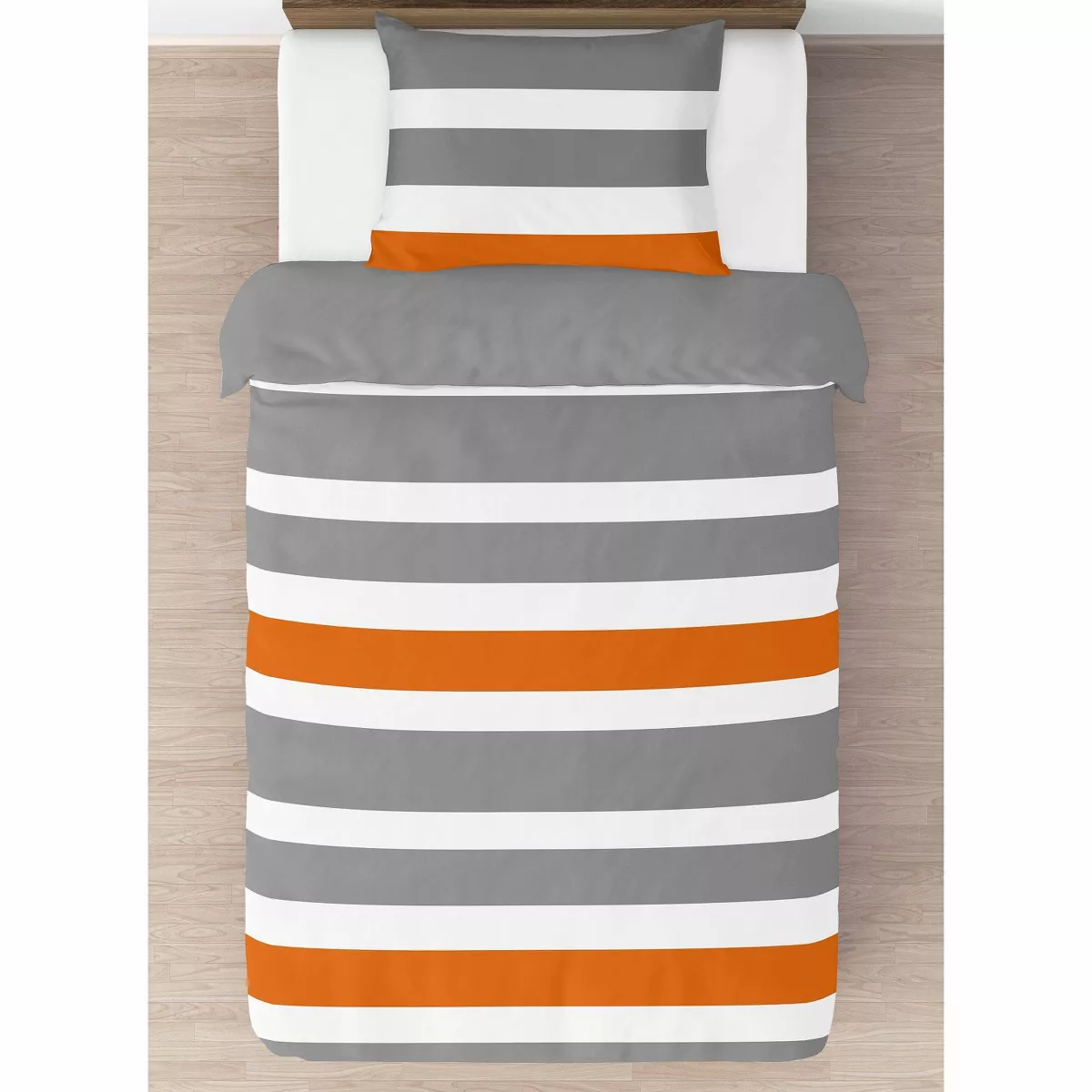 Gray & Orange Stripe Comforter Set (Twin) - Sweet Jojo Designs