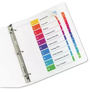 Avery Ready Index Customizable Table of Contents Asst Dividers 10-Tab 11 x 9 1/2 11165