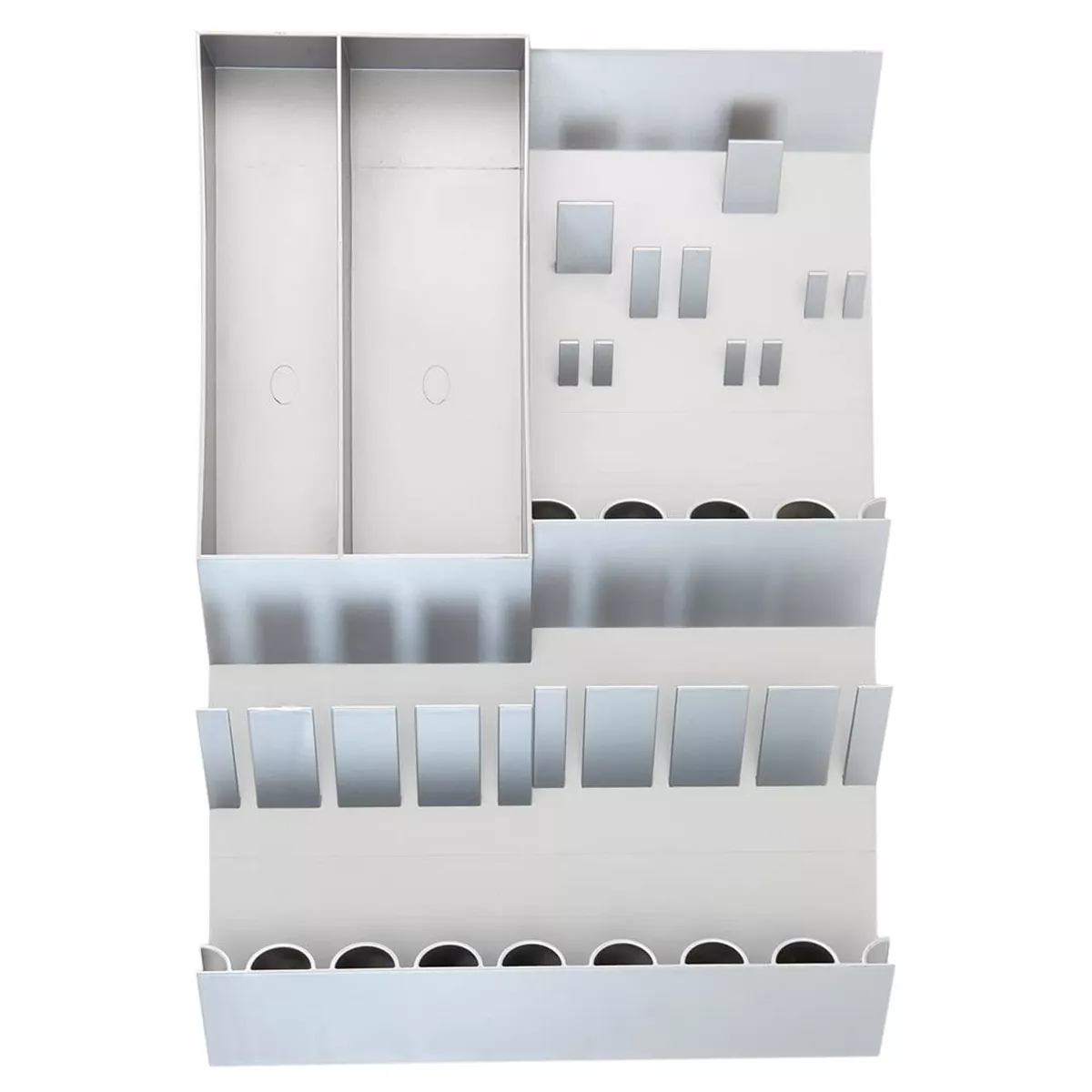 Knork ABS Plastic Kitchen Flatware Silverware Drawer Flexible Storage Tray Organizer Solution with Serving Set Space, Silver