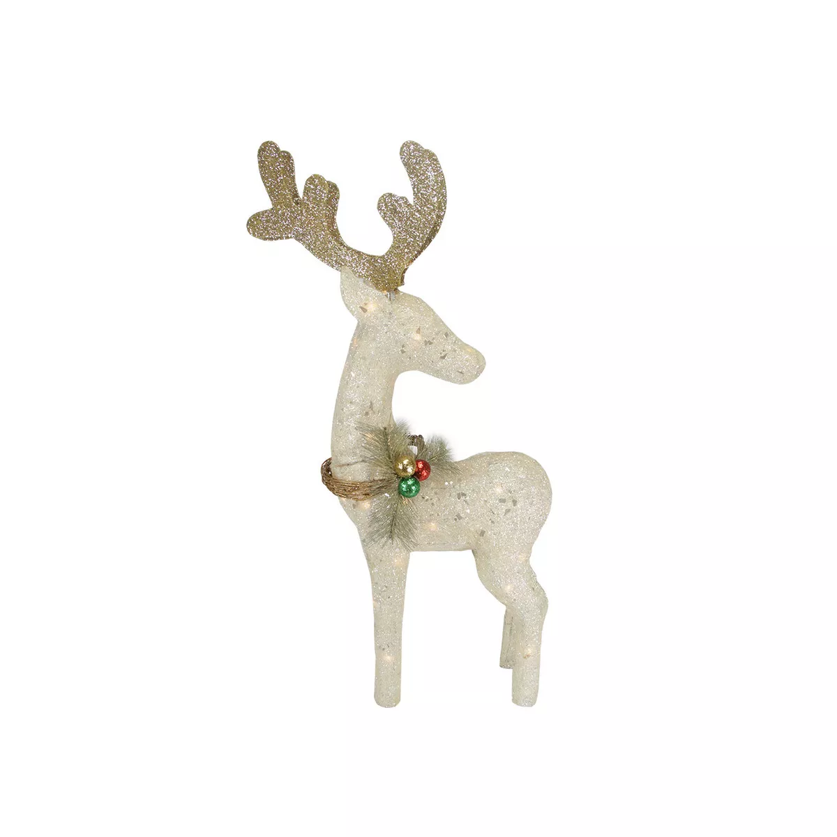 Northlight 37" White and Brown Standing Reindeer Outdoor Christmas Yard Decor