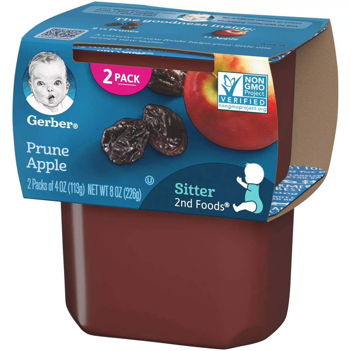 Gerber Sitter 2nd Foods Prune & Apple Baby Meals Tubs - 2ct/4oz Each