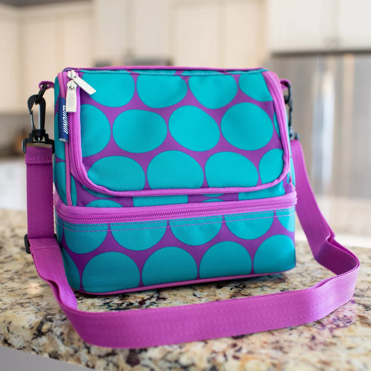 Wildkin Big Dot Aqua Dual Compartment Lunch Bag