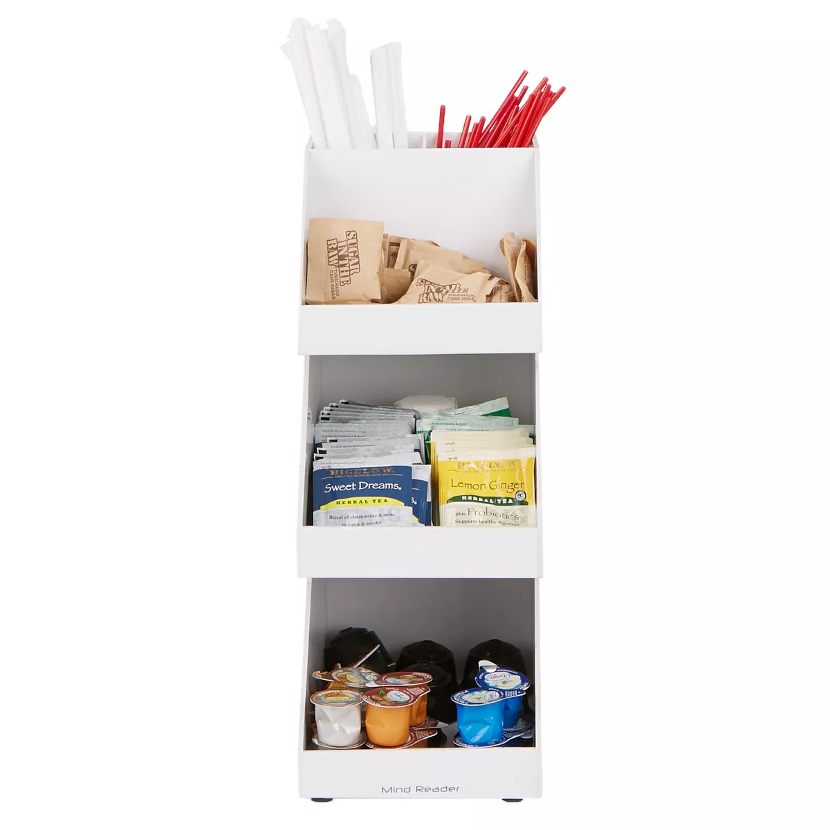 Mind Reader Acrylic 3-Tier High Quality Coffee / Tea Condiment Organizer, White